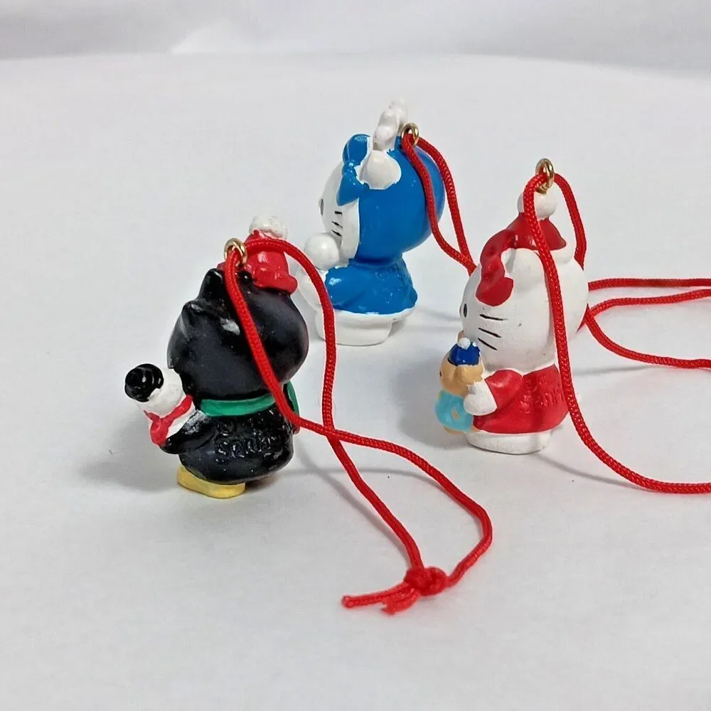 Vintage 2004 Sanrio Hello Kitty Christmas Miniature Ornaments Badu-Maru Red Cord
